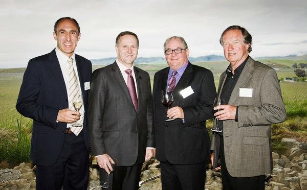 Pernod Ricard NZ Managing Director Fabian Partigliani, Prime Minister John Key, Bob Campbell MW, John Hawkesby at the Brancott Estate Heritage Centre opening